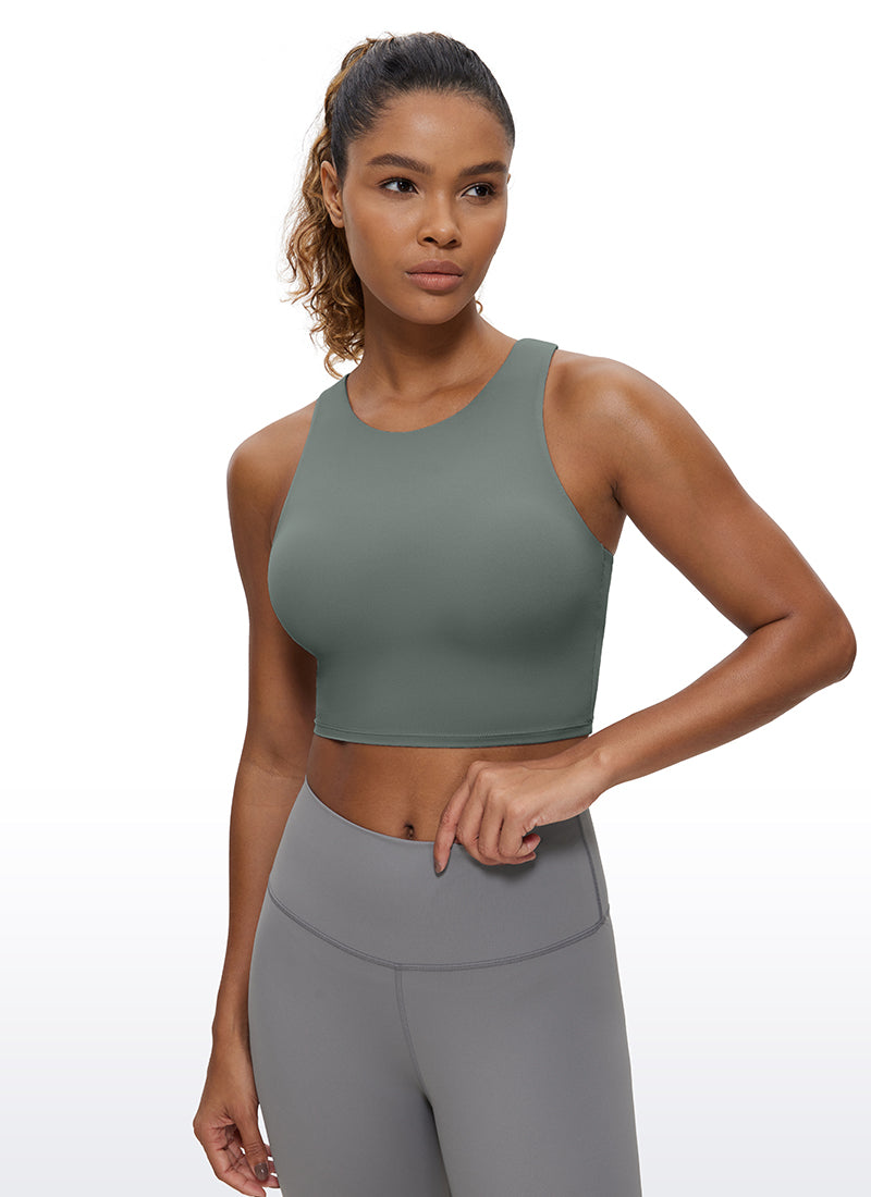 CRZ YOGA  Women's Yoga Low Support Butterluxe Tank High Neck Racerback Grey Sage @model_info:GI