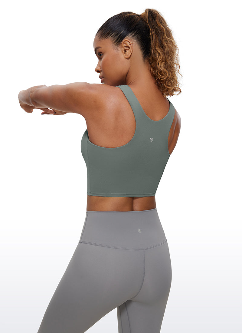 CRZ YOGA  Women's Yoga Low Support Butterluxe Tank High Neck Racerback Grey Sage @model_info:GI