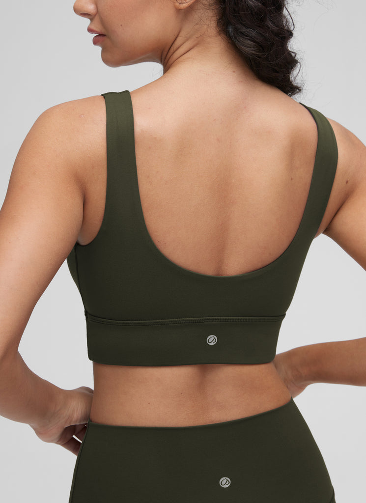 CRZ YOGA Women's Yoga Low Support Butterluxe Sport Bra U Back Longline Olive Green
