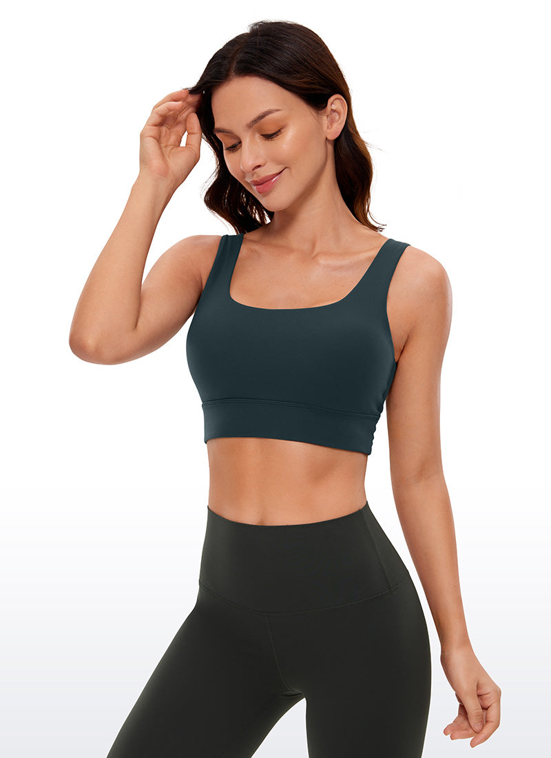 CRZ YOGA Women's Yoga Low Support Butterluxe Sport Bra U Back Longline Forest Dark Green