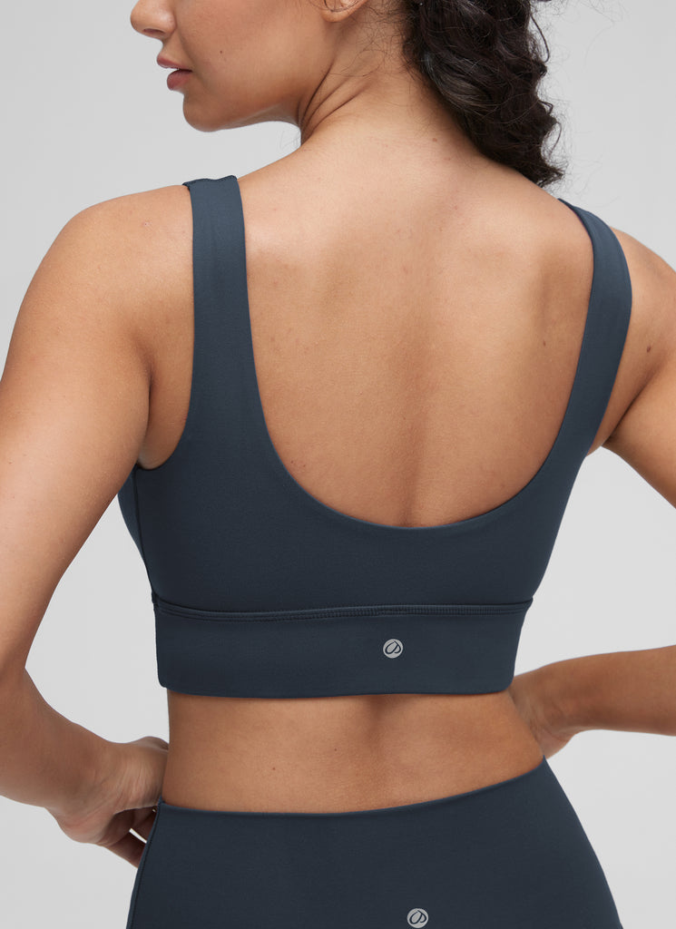 CRZ YOGA Women's Yoga Low Support Butterluxe Sport Bra U Back Longline True Navy