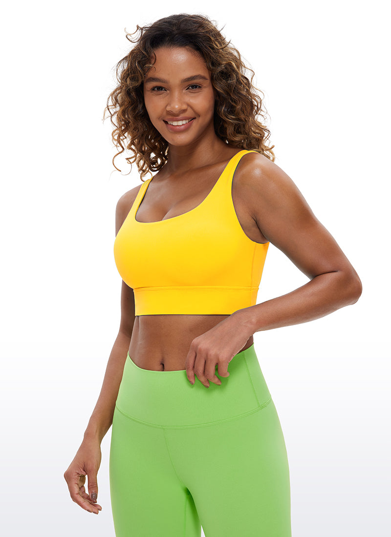 CRZ YOGA Women's Yoga Low Support Butterluxe Sport Bra U Back Longline High Visibility Yellow