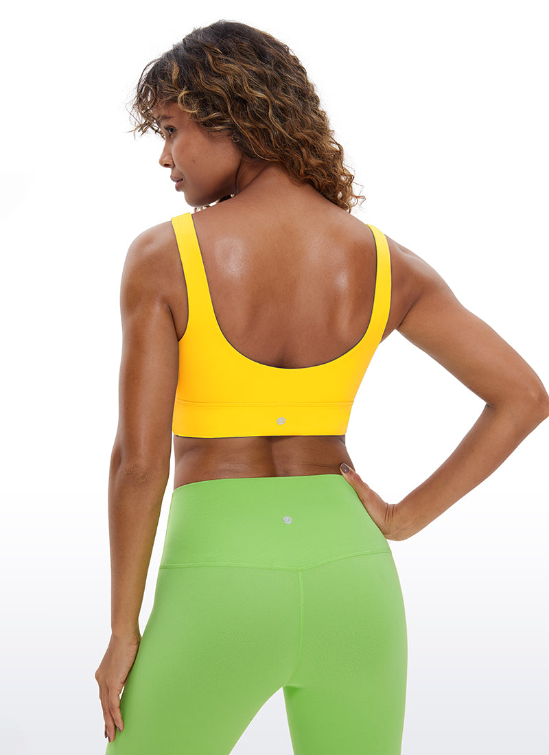 CRZ YOGA Women's Yoga Low Support Butterluxe Sport Bra U Back Longline High Visibility Yellow