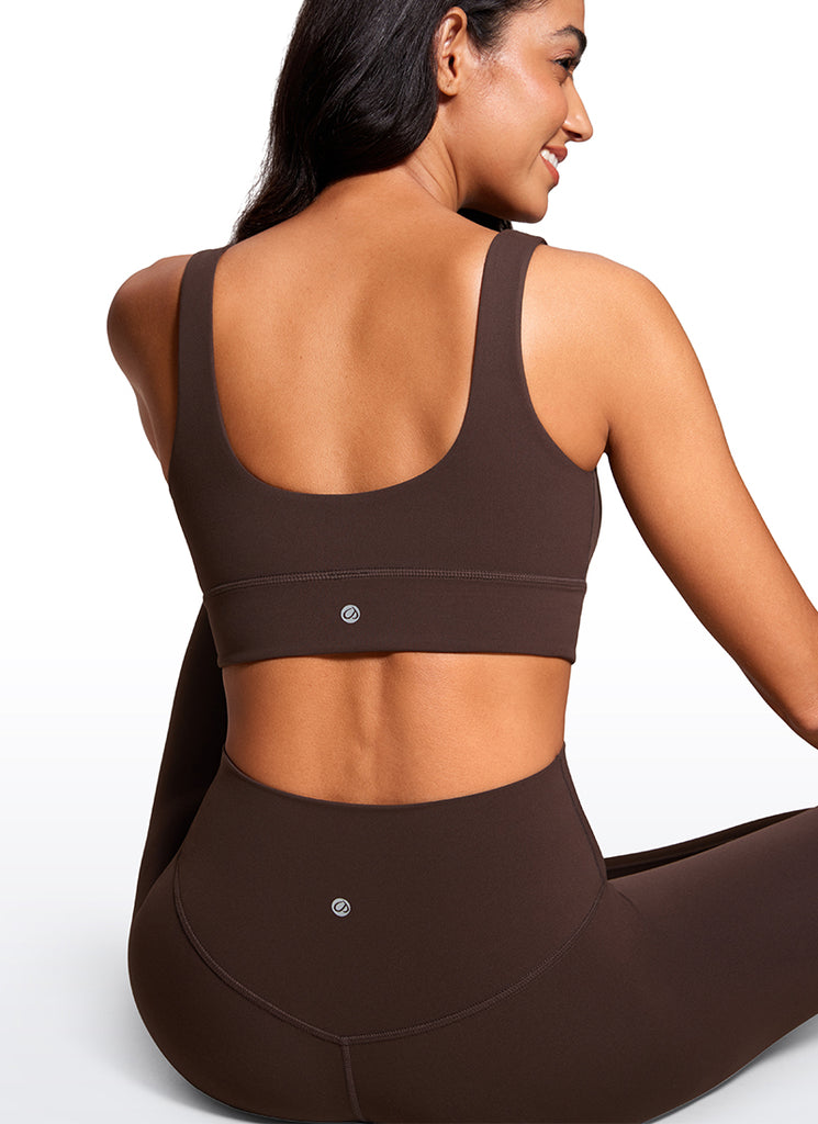 CRZ YOGA Women's Yoga Low Support Butterluxe Sport Bra U Back Longline Hot Fudge Brown
