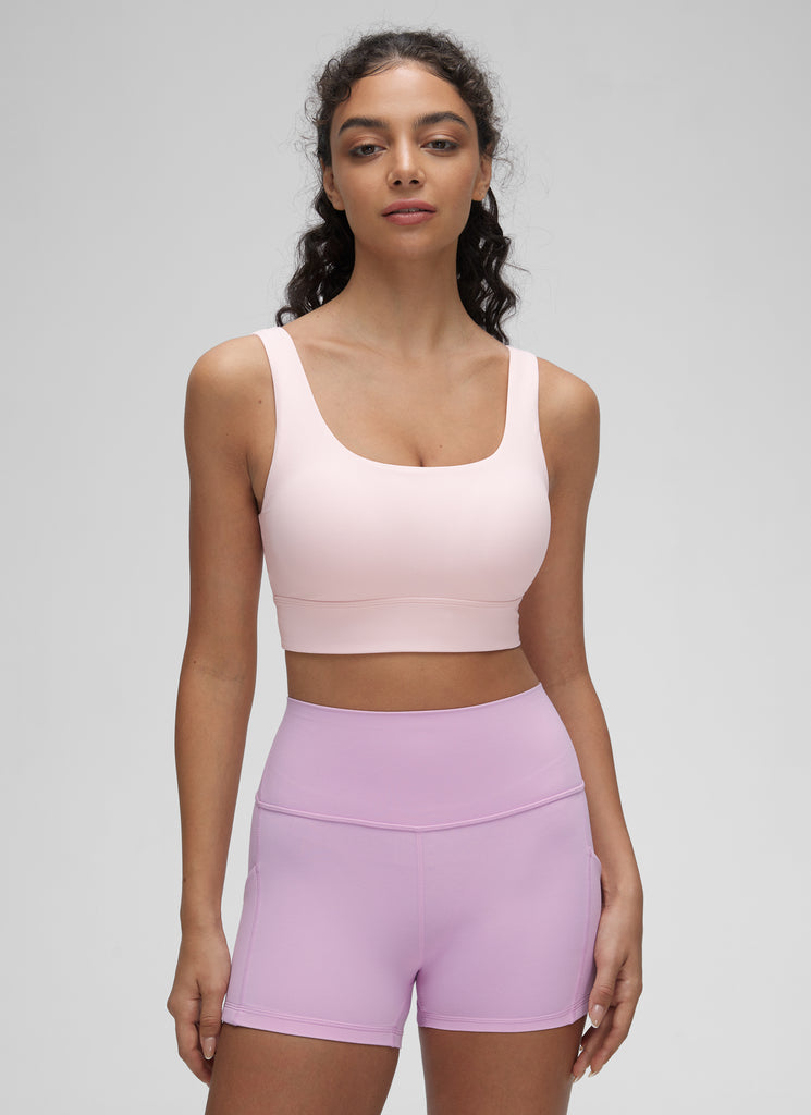 CRZ YOGA Women's Yoga Low Support Butterluxe Sport Bra U Back Longline Strawberry Pink