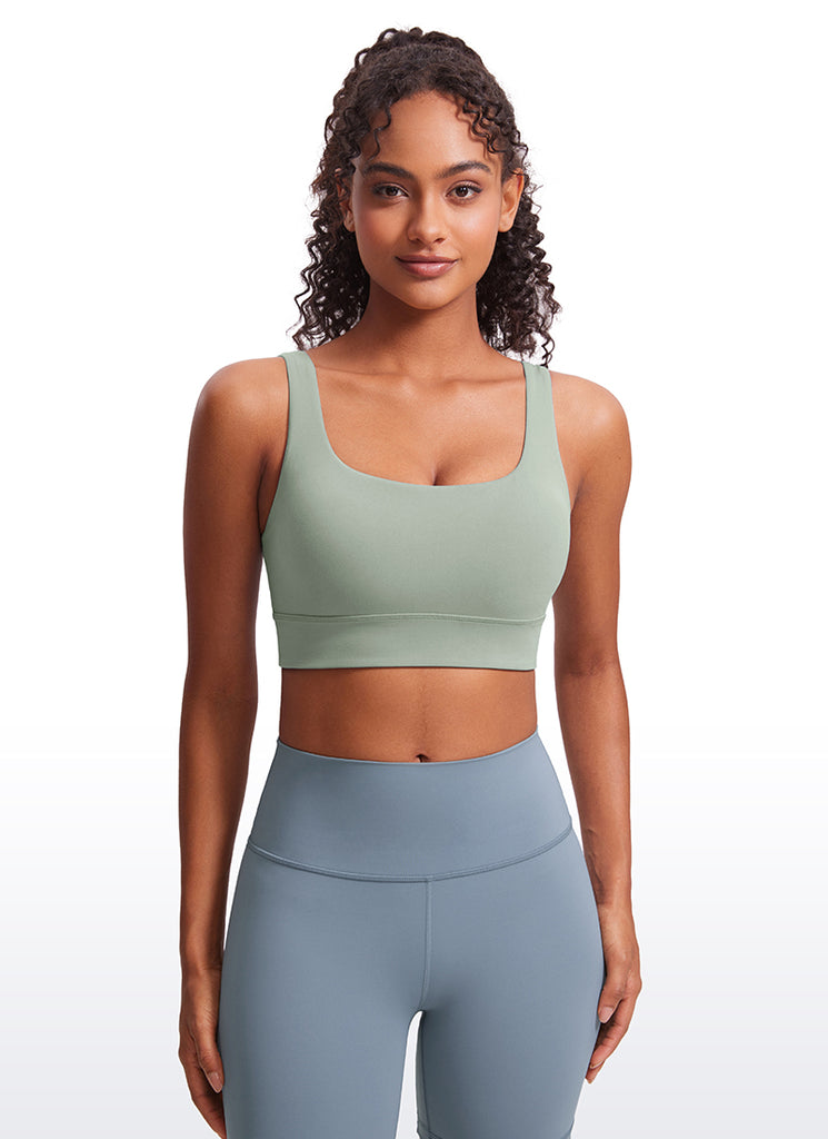 CRZ YOGA Women's Yoga Low Support Butterluxe Sport Bra U Back Longline Green Palm Court