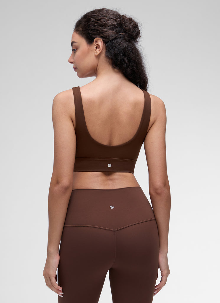 CRZ YOGA Women's Yoga Low Support Butterluxe Sport Bra U Back Longline Lava Brown