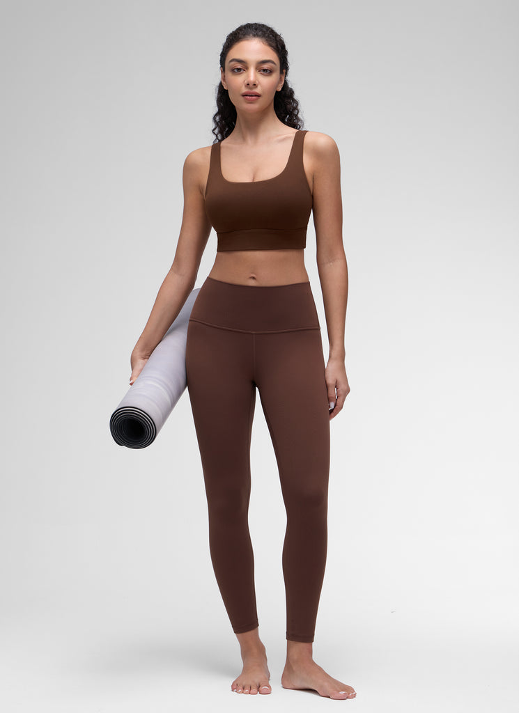 CRZ YOGA Women's Yoga Low Support Butterluxe Sport Bra U Back Longline Lava Brown