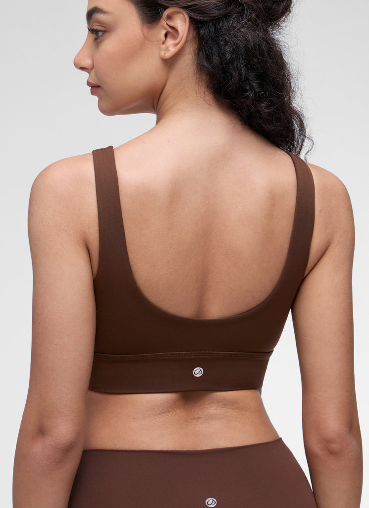 CRZ YOGA Women's Yoga Low Support Butterluxe Sport Bra U Back Longline Lava Brown