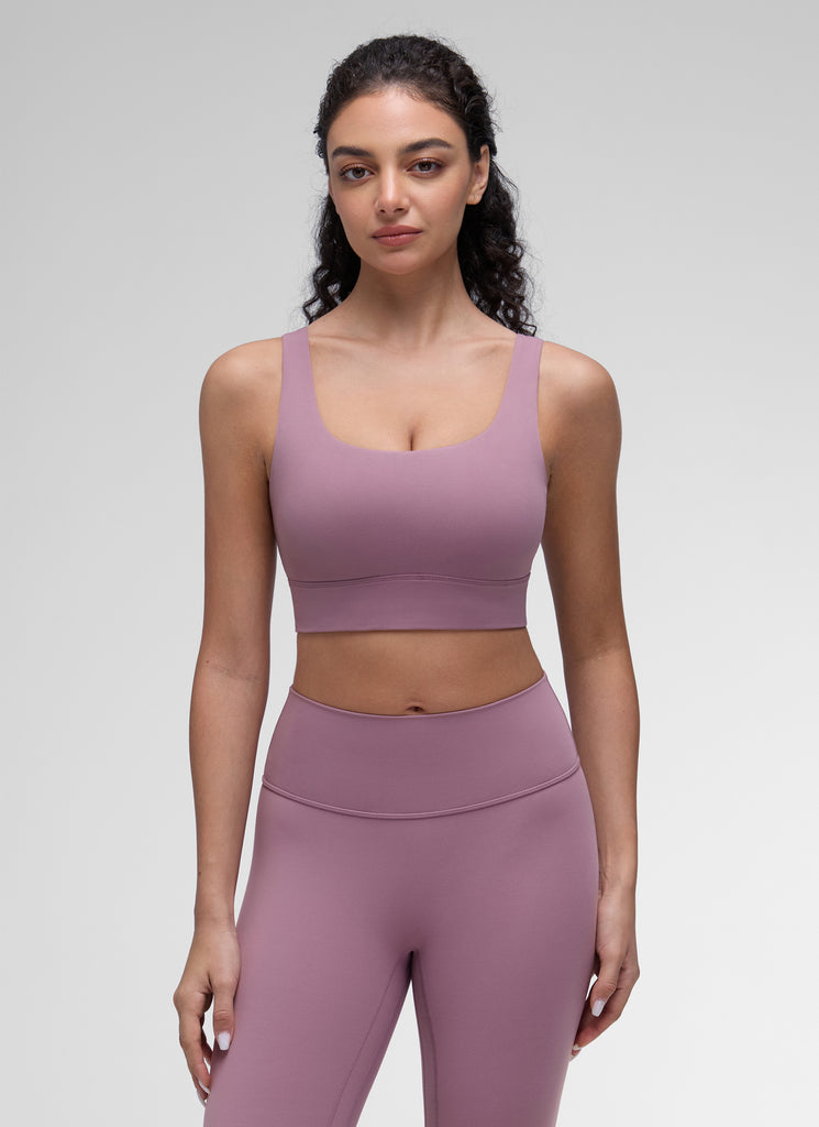 CRZ YOGA Women's Yoga Low Support Butterluxe Sport Bra U Back Longline Light Lavender