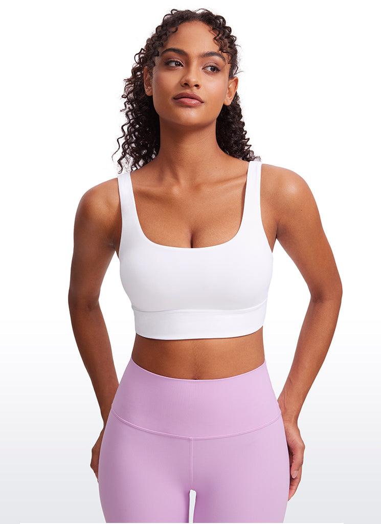 CRZ YOGA Women's Yoga Low Support Butterluxe Sport Bra U Back Longline White