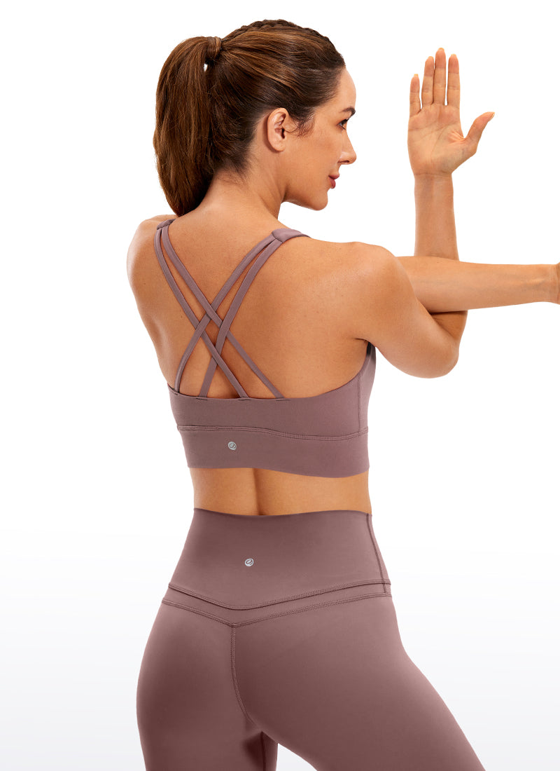 CRZ YOGA Women's Training Medium Support Butterluxe Bra Strappy back Mauve