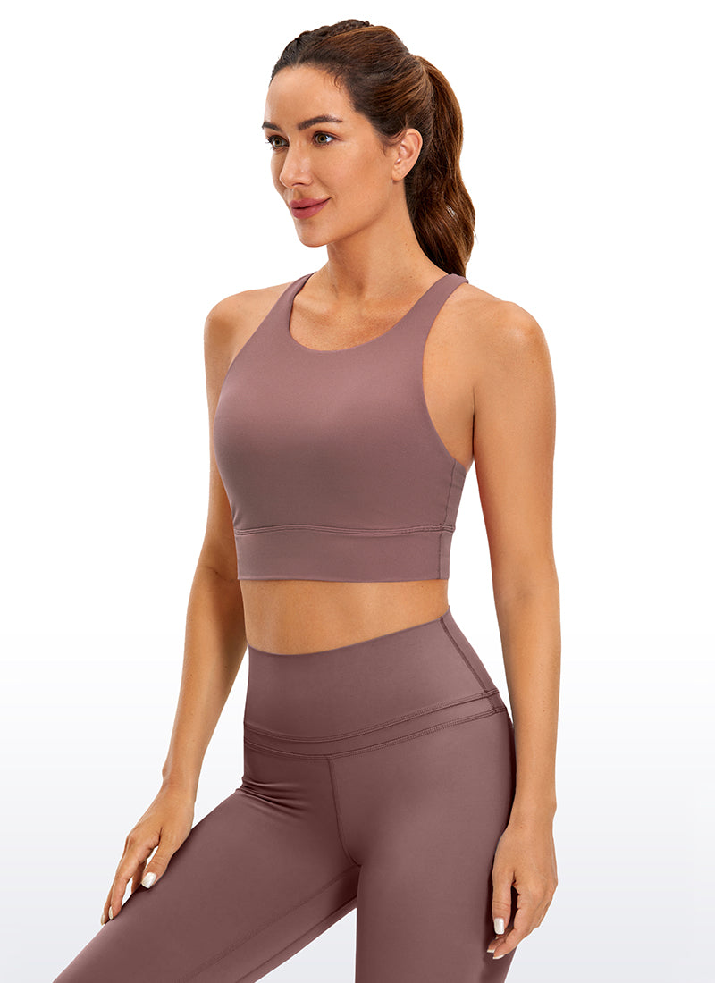 CRZ YOGA Women's Training Medium Support Butterluxe Bra Strappy back Mauve