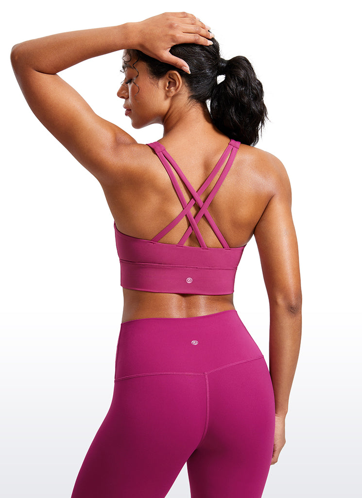 CRZ YOGA Women's Training Medium Support Butterluxe Bra Strappy back Washed Mauve
