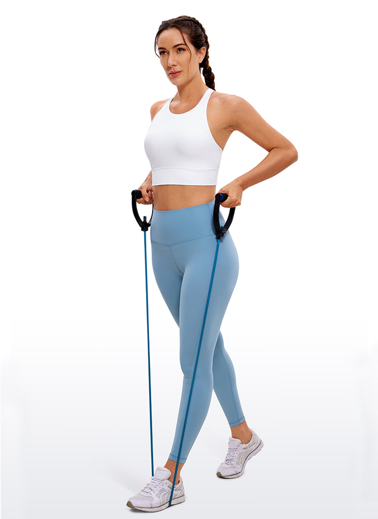 CRZ YOGA Women's Training Medium Support Butterluxe Bra Strappy back Grey Sage