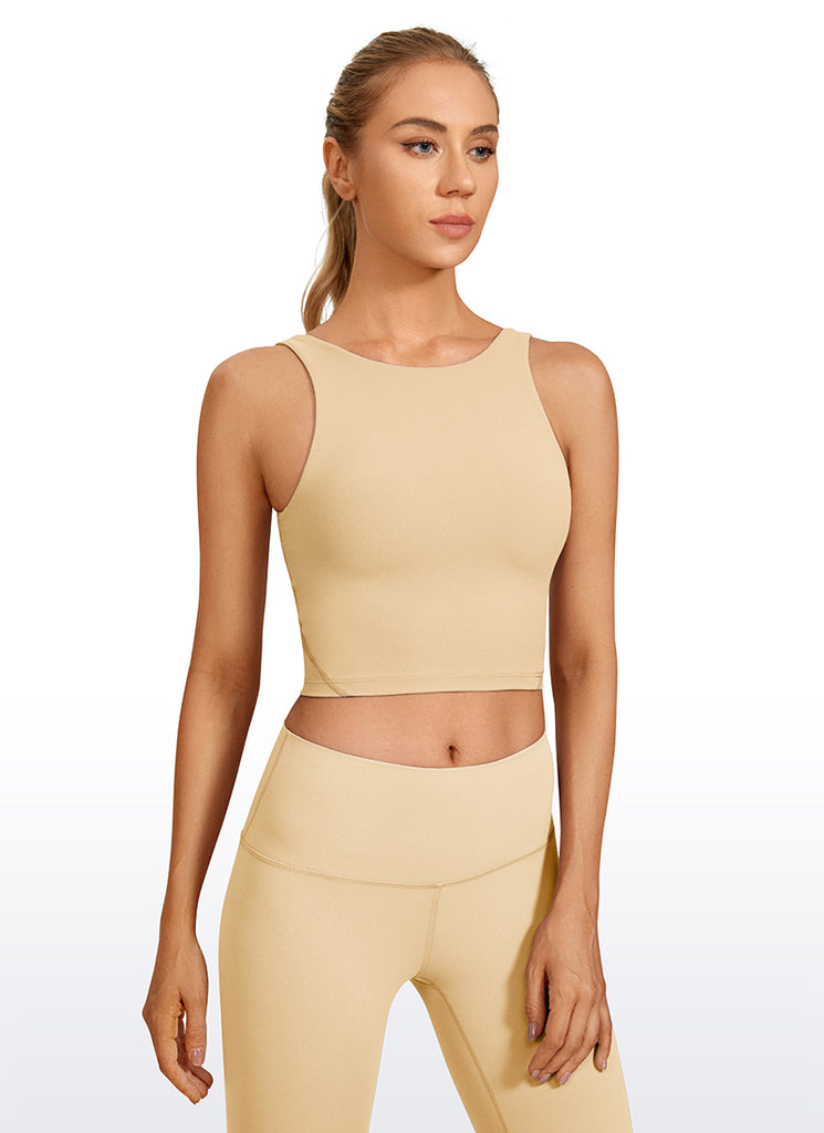 CRZ YOGA Women's Yoga Low Support Butterluxe High Neck Bra U Back Lavender Mist