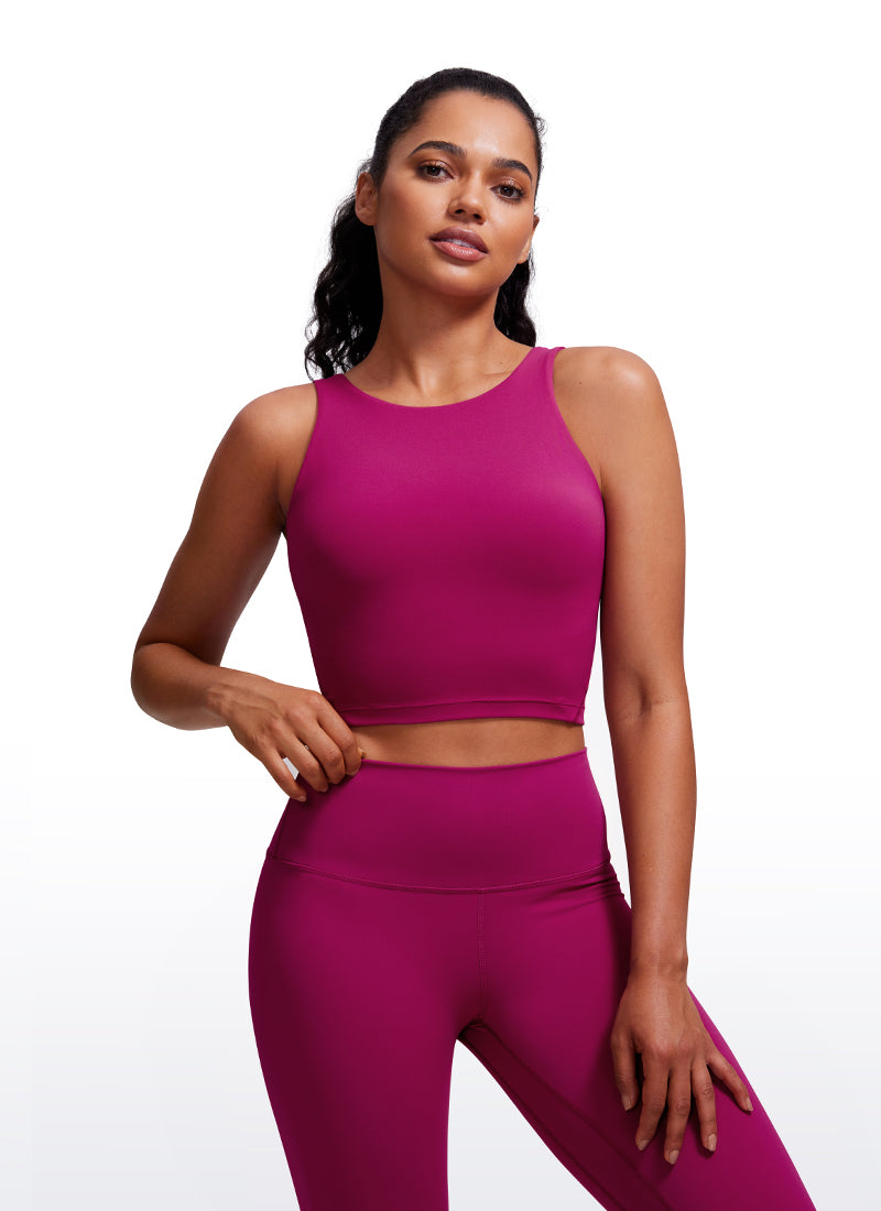 CRZ YOGA Women's Yoga Low Support Butterluxe High Neck Bra U Back Magenta Purple @model_info:A