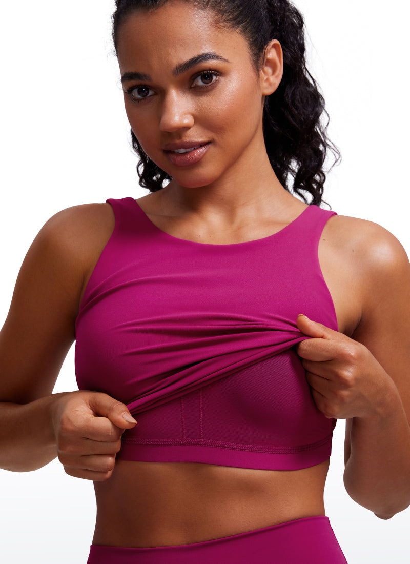 CRZ YOGA Women's Yoga Low Support Butterluxe High Neck Bra U Back Magenta Purple @model_info:A