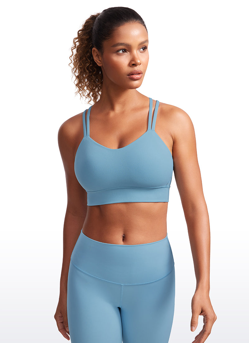 CRZ YOGA Womens Butterluxe Strappy Longline Criss Cross Molded Cup Bra Pure Blue @model_info:GI