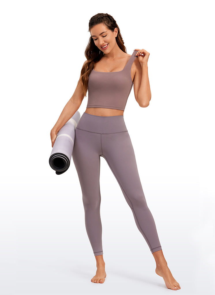 CRZ YOGA Women's Yoga Low Impact Butterluxe Longline Bra Square Neck Mauve