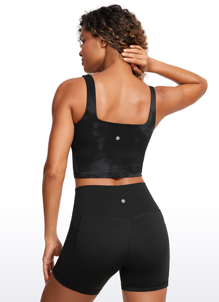 CRZ YOGA Women's Yoga Low Impact Butterluxe Longline Bra Square Neck Deep Red