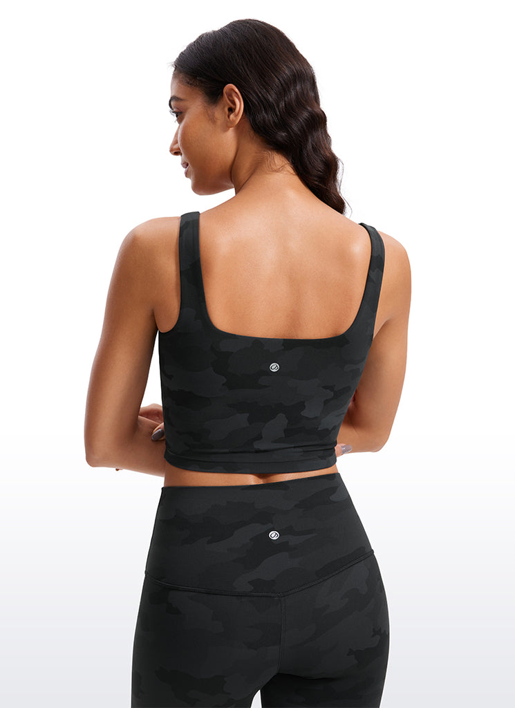 CRZ YOGA Women's Yoga Low Impact Butterluxe Longline Bra Square Neck Borealis Green