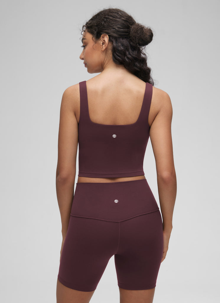 CRZ YOGA Women's Yoga Low Impact Butterluxe Longline Bra Square Neck Black Tie Dye Flowers