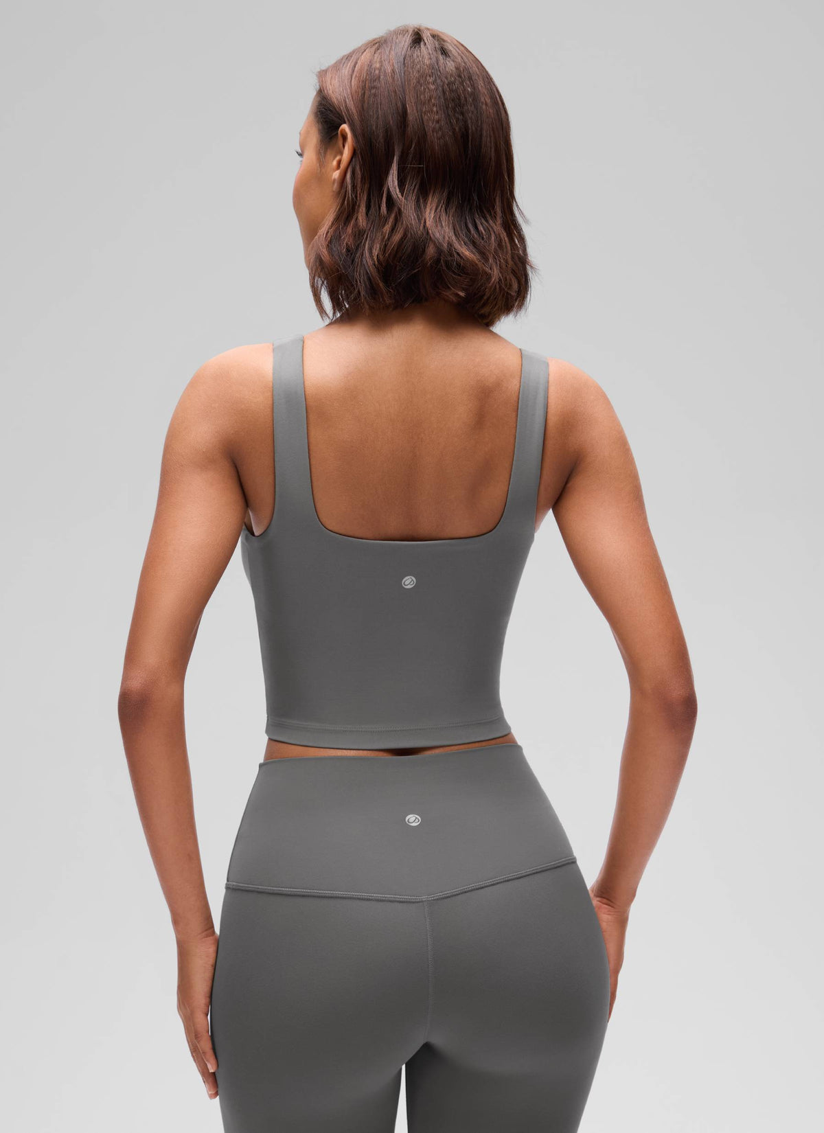 CRZ YOGA Women's Yoga Low Impact Butterluxe Longline Bra Square Neck Ash Grey