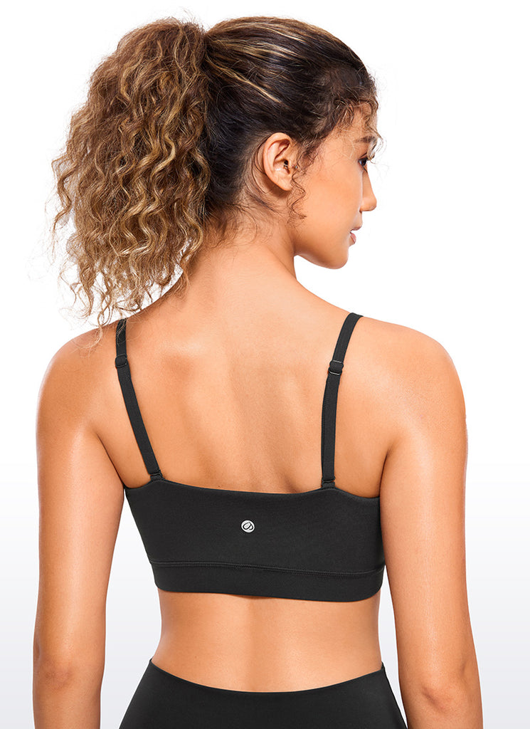 CRZ YOGA Womens Butterluxe  Adjustable Spaghetti Thin Strap Sports Bra Black