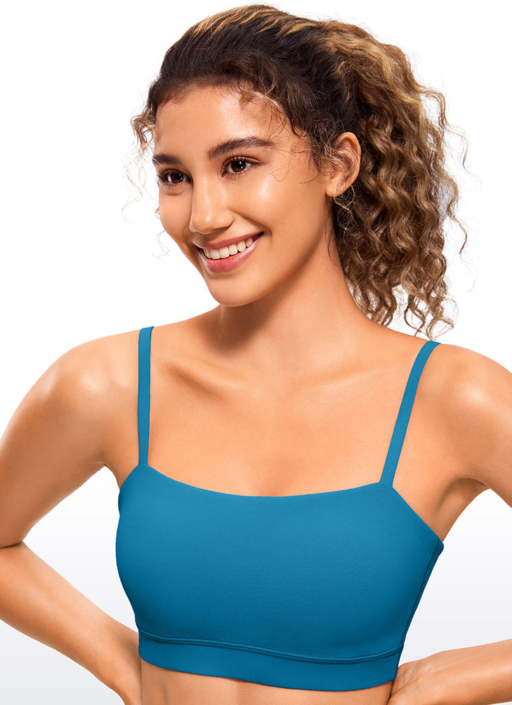 CRZ YOGA Womens Butterluxe  Adjustable Spaghetti Thin Strap Sports Bra High Visibility Yellow