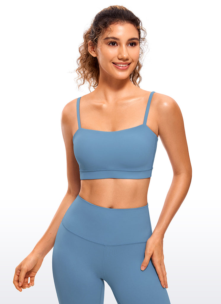 CRZ YOGA Womens Butterluxe  Adjustable Spaghetti Thin Strap Sports Bra Super-sonic Blue
