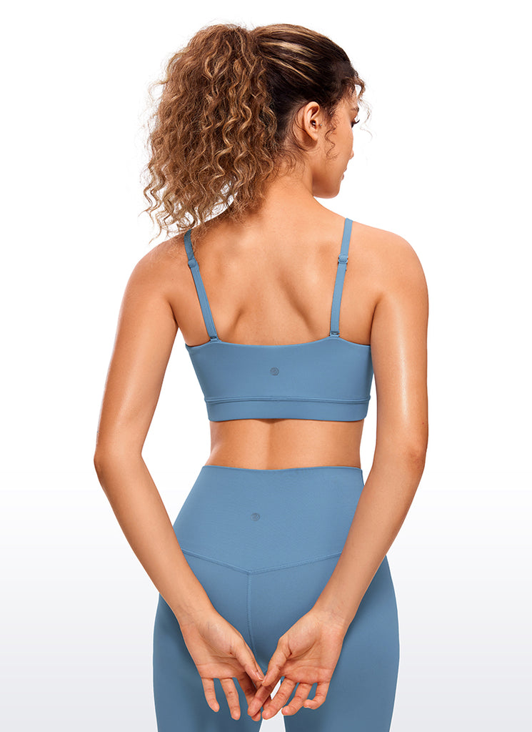 CRZ YOGA Womens Butterluxe  Adjustable Spaghetti Thin Strap Sports Bra Super-sonic Blue