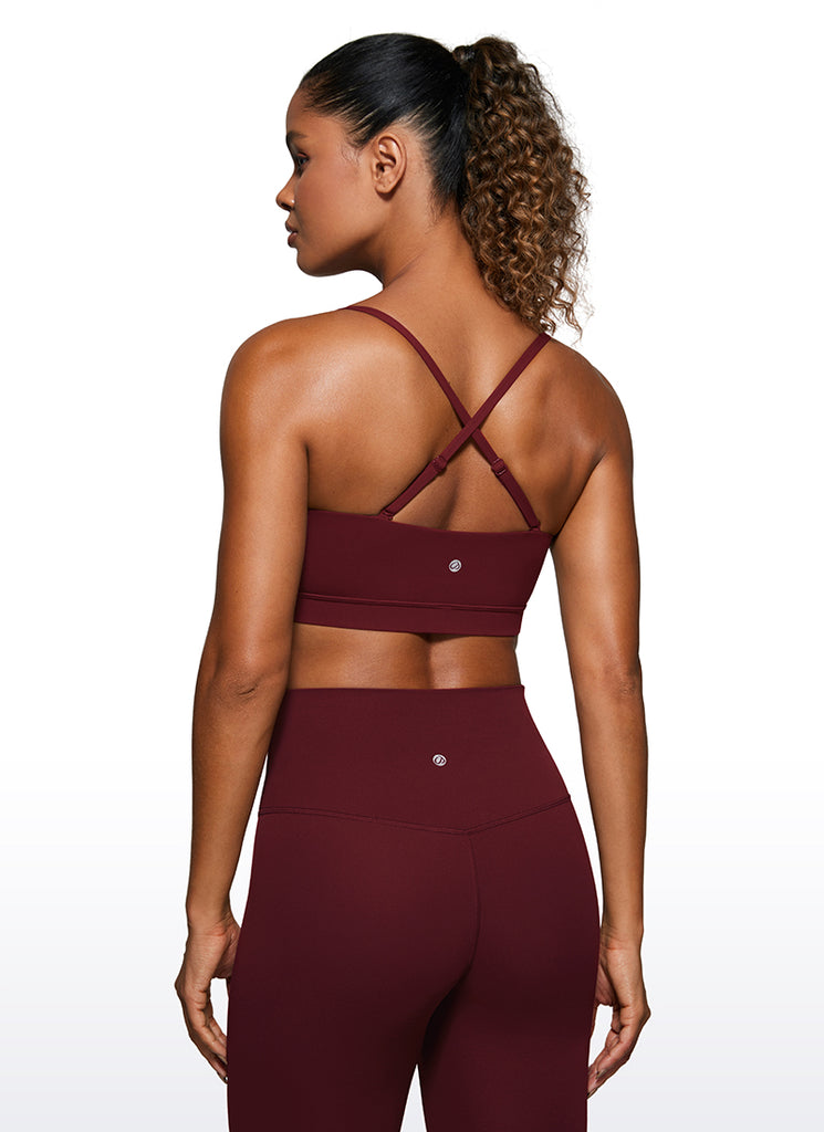 CRZ YOGA Womens Butterluxe  Adjustable Spaghetti Thin Strap Sports Bra Gull Gray