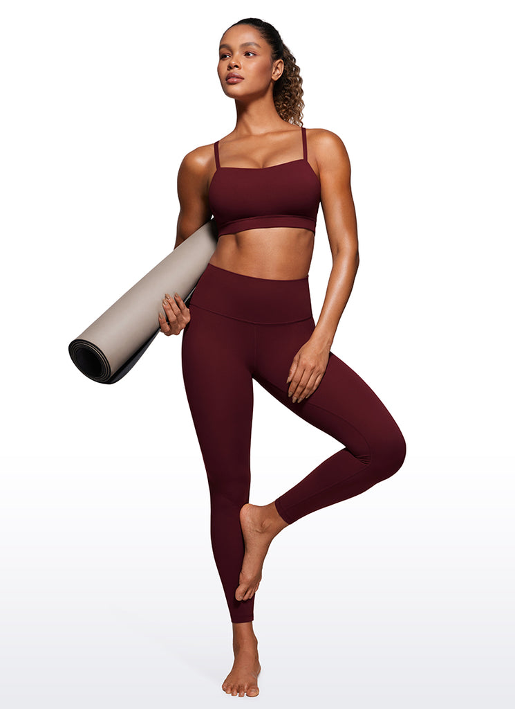 CRZ YOGA Womens Butterluxe  Adjustable Spaghetti Thin Strap Sports Bra Gull Gray