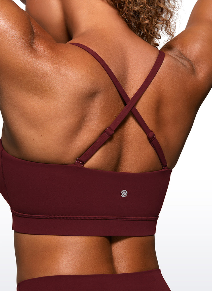 CRZ YOGA Womens Butterluxe  Adjustable Spaghetti Thin Strap Sports Bra Gull Gray