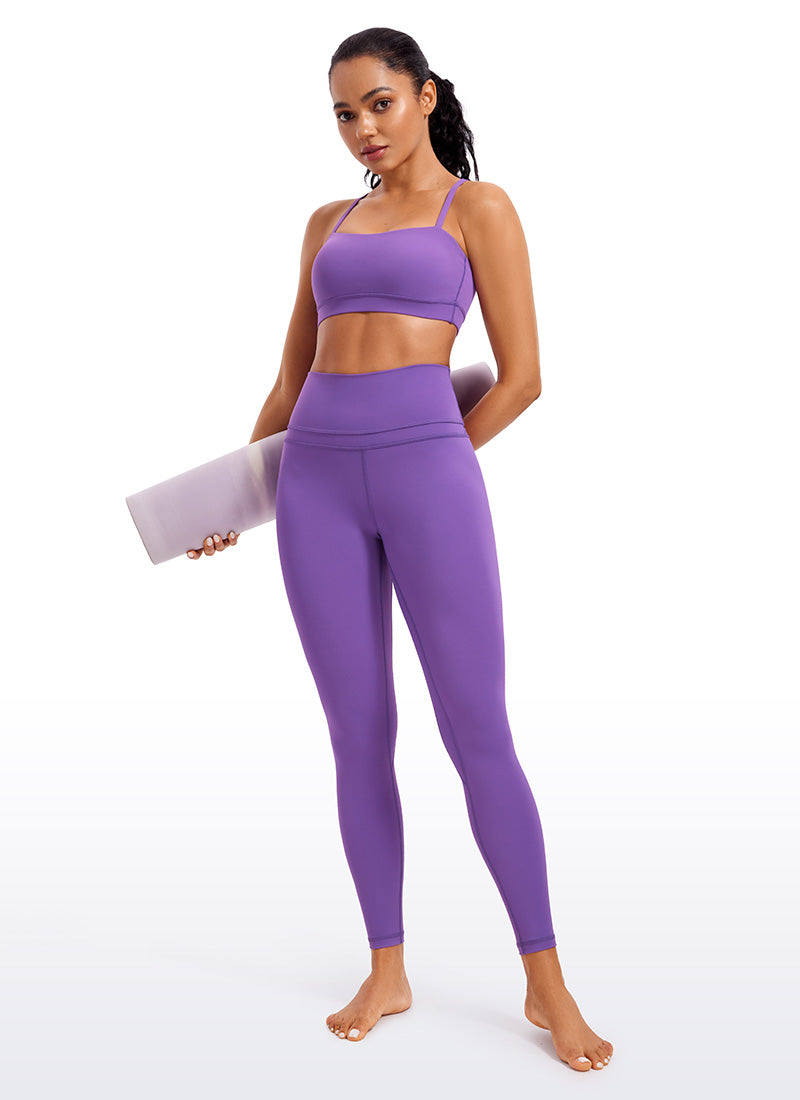 CRZ YOGA Womens Butterluxe  Adjustable Spaghetti Thin Strap Sports Bra Royal Lilac @model_info:Amanda