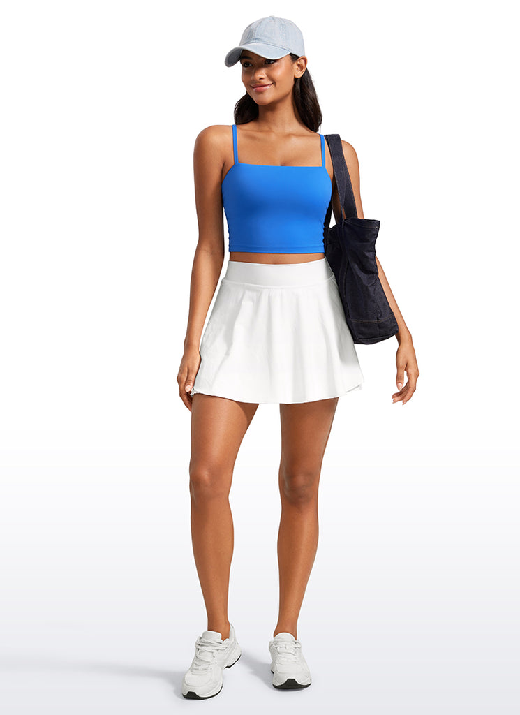 CRZ YOGA Womens Butterluxe Longline Adjustable Thin Strap Sports Bra Sparkle Blue