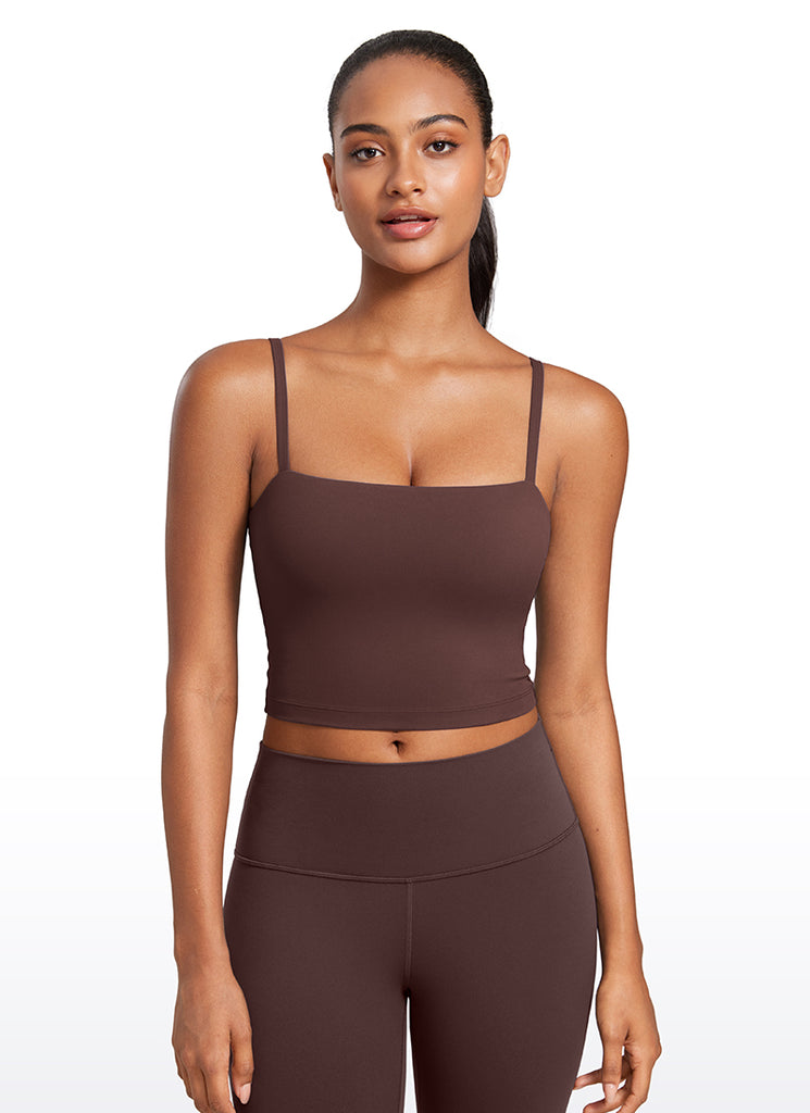 CRZ YOGA Womens Butterluxe Longline Adjustable Thin Strap Sports Bra True Navy