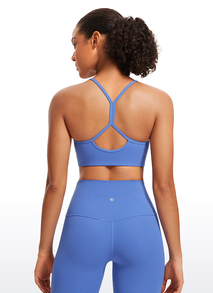 CRZ YOGA Butterluxe Womens High Neck Y Racerback Sports Bra Thin Strap Wild Indigo