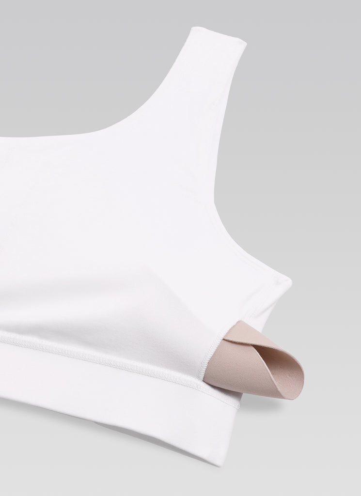 CRZ YOGA Butterluxe Womens One Shoulder Sports Bra Asymmetrical Padded White