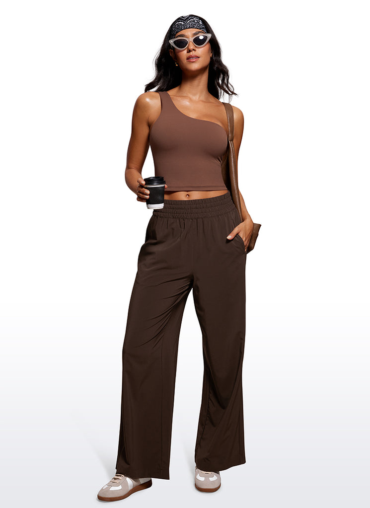 CRZ YOGA Butterluxe Women's One Shoulder Longline Sports Bra Milky White