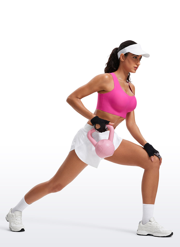 CRZ YOGA Womens U Neck High Impact Training Sports Bra Racerback Grey Sage