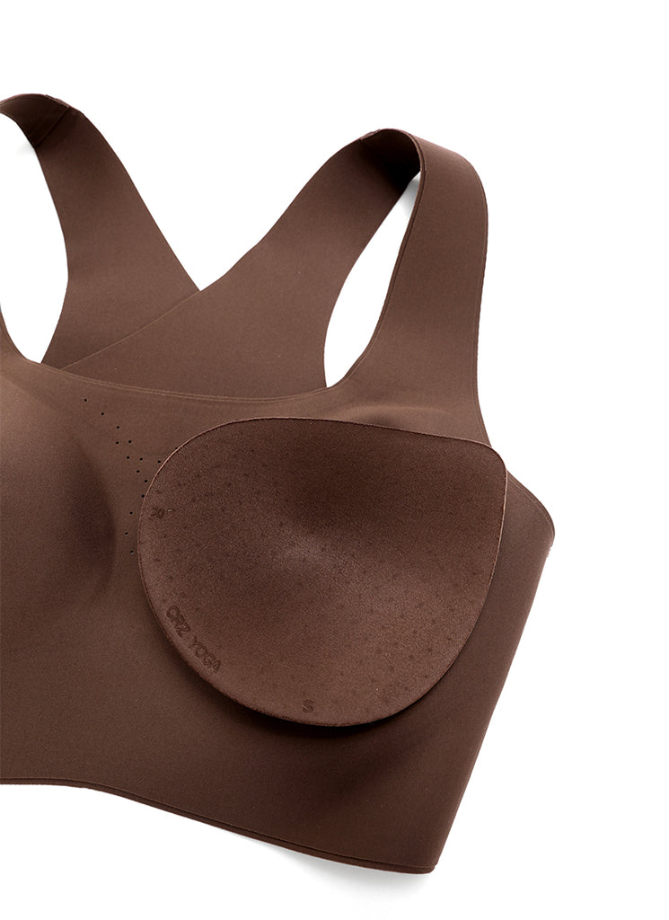 CRZ YOGA Womens U Neck High Impact Training Sports Bra Racerback Coffee Brown