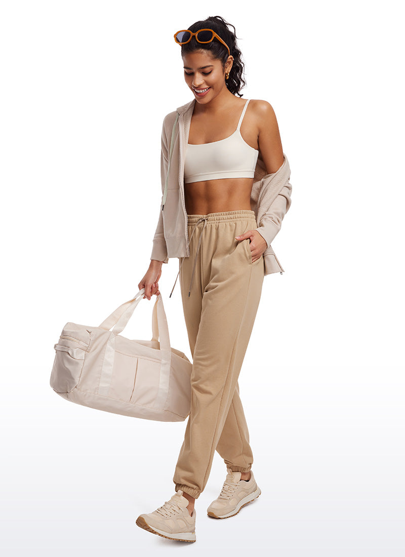 CRZ YOGA Womens Butterluxe Adjustable Spaghetti Strap Scoop Neck Bra White Apricot @model_info:Cynthia
