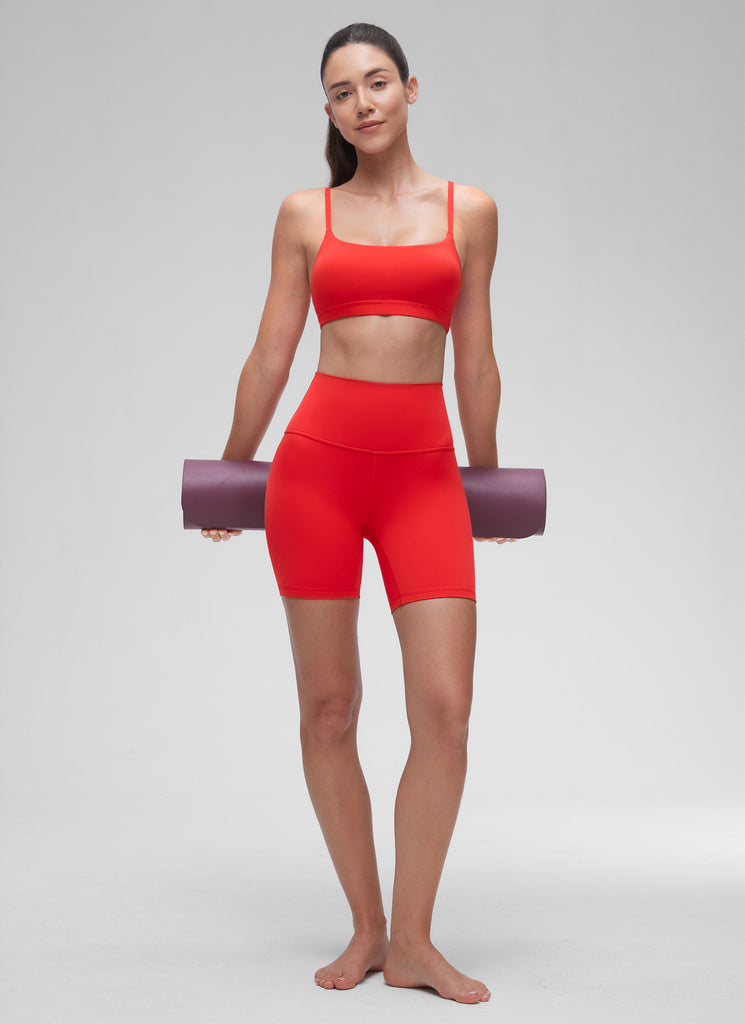 CRZ YOGA Womens Butterluxe Adjustable Spaghetti Strap Scoop Neck Bra White