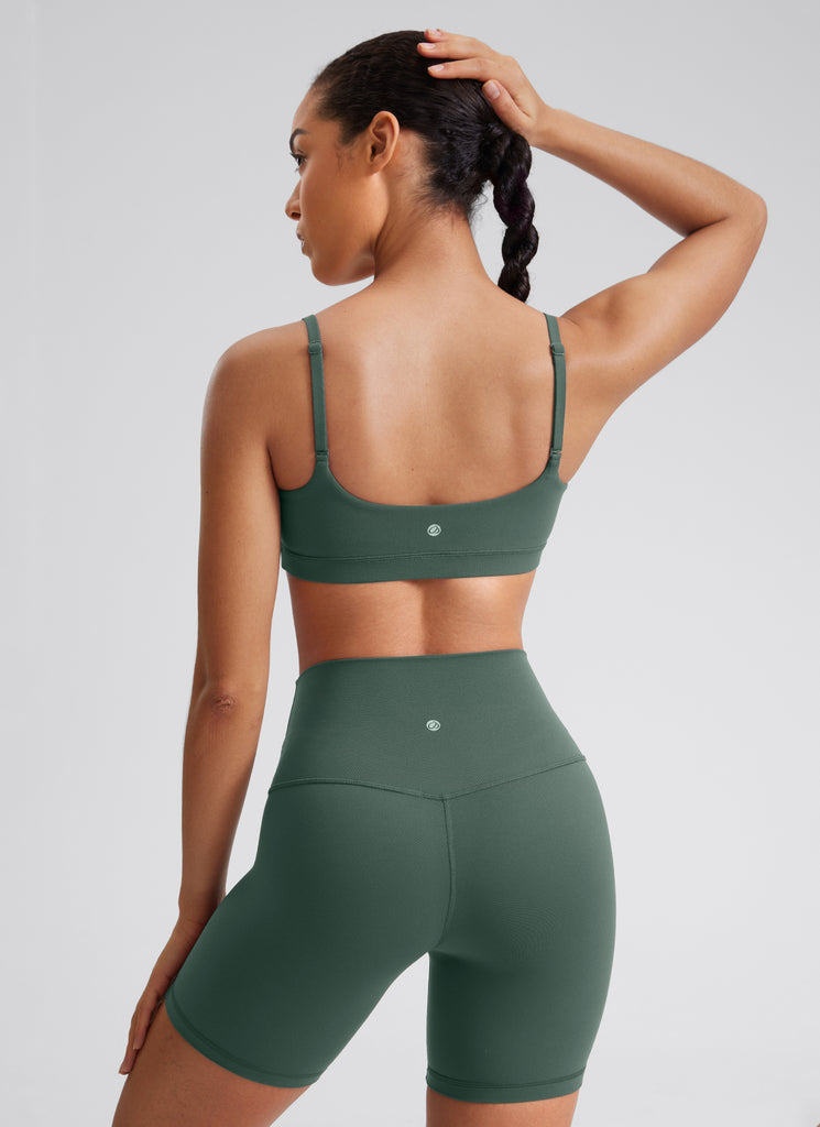 CRZ YOGA Womens Butterluxe Adjustable Spaghetti Strap Scoop Neck Bra Deep Red