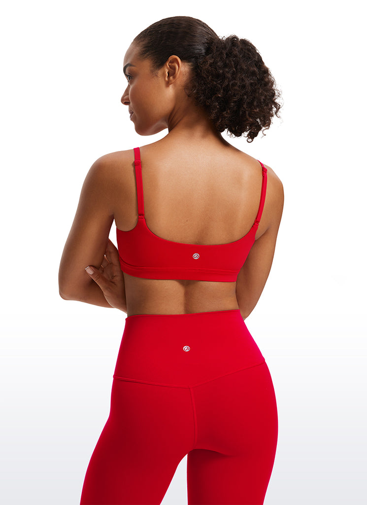 CRZ YOGA Womens Butterluxe Adjustable Spaghetti Strap Scoop Neck Bra Red Chili