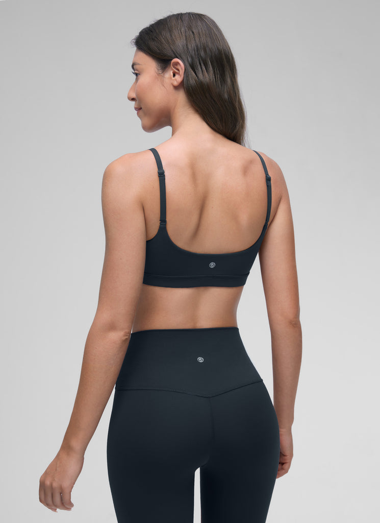 CRZ YOGA Womens Butterluxe Adjustable Spaghetti Strap Scoop Neck Bra True Navy