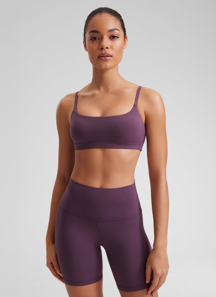 CRZ YOGA Womens Butterluxe Adjustable Spaghetti Strap Scoop Neck Bra Wild Indigo