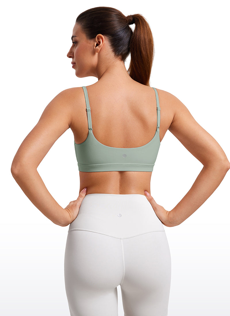 CRZ YOGA Womens Butterluxe Adjustable Spaghetti Strap Scoop Neck Bra Green Palm Court @model_info:Diana